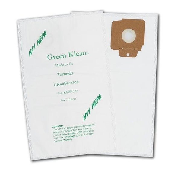 Green Klean GK-ClBreez H11 Tornado CV30 & CV38 H11 Hepa Replacement Vacuum Bags - 10 per Case - Case of 10 GK-ClBreez-H11 - main